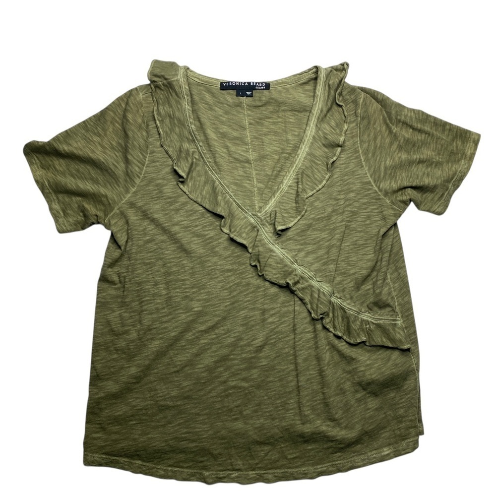 Veronica Beard‎ Khaki V-Neck Top large